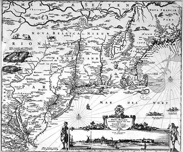 Kart over New Amsterdam, ca. 1650 (gravering) av Dutch School