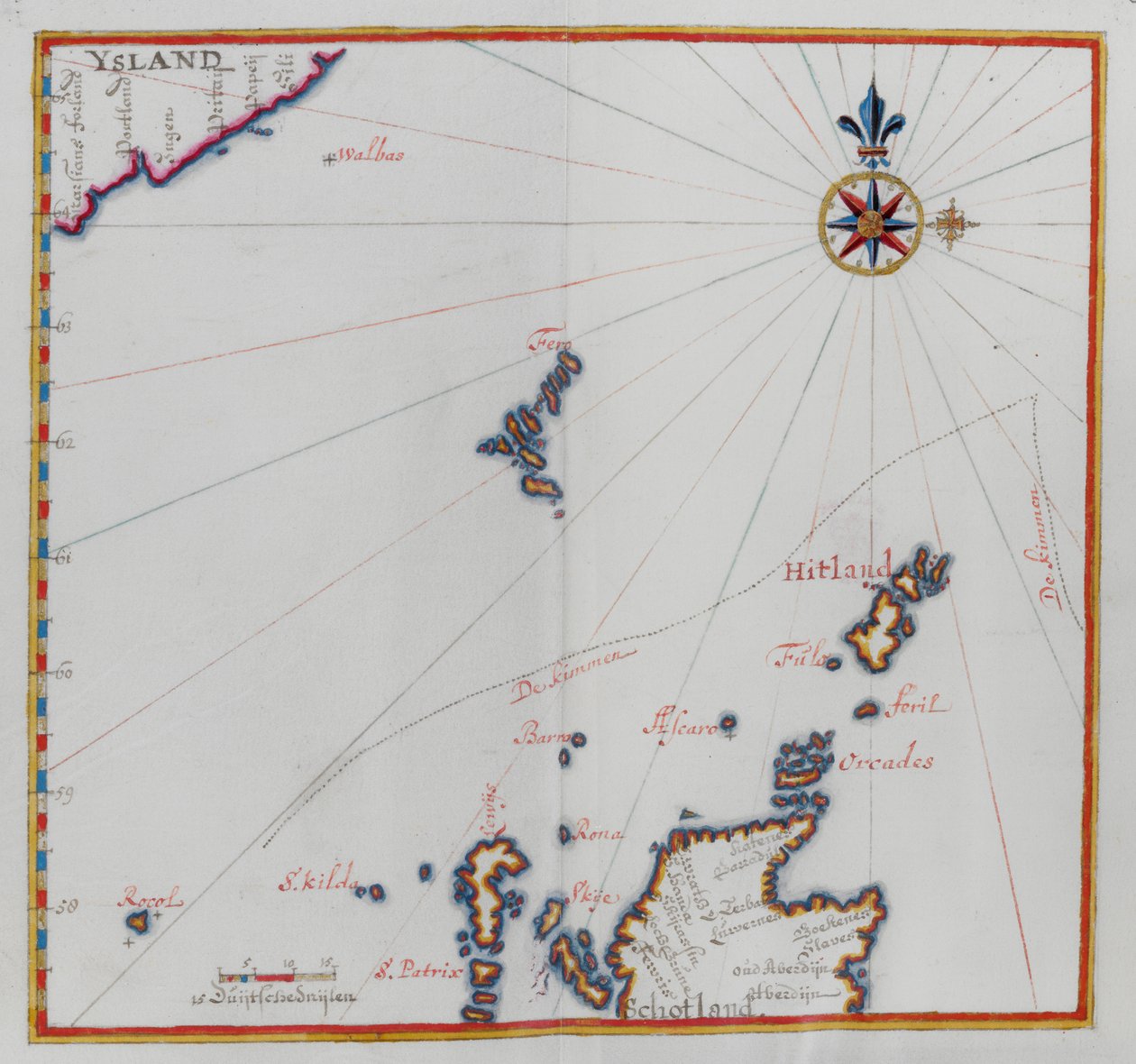 Kart over Shetlandsøyene. av Dutch School