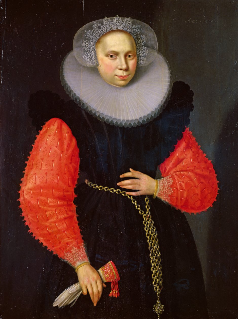 Portrett av en kvinne, 1600 av Dutch School
