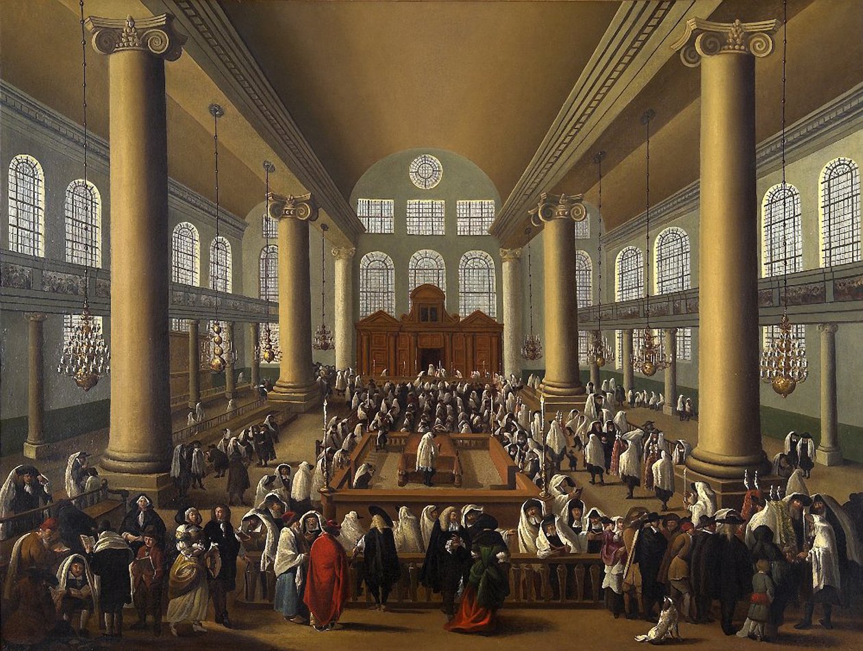 Den portugisiske synagogen, Amsterdam av Dutch School Dutch School