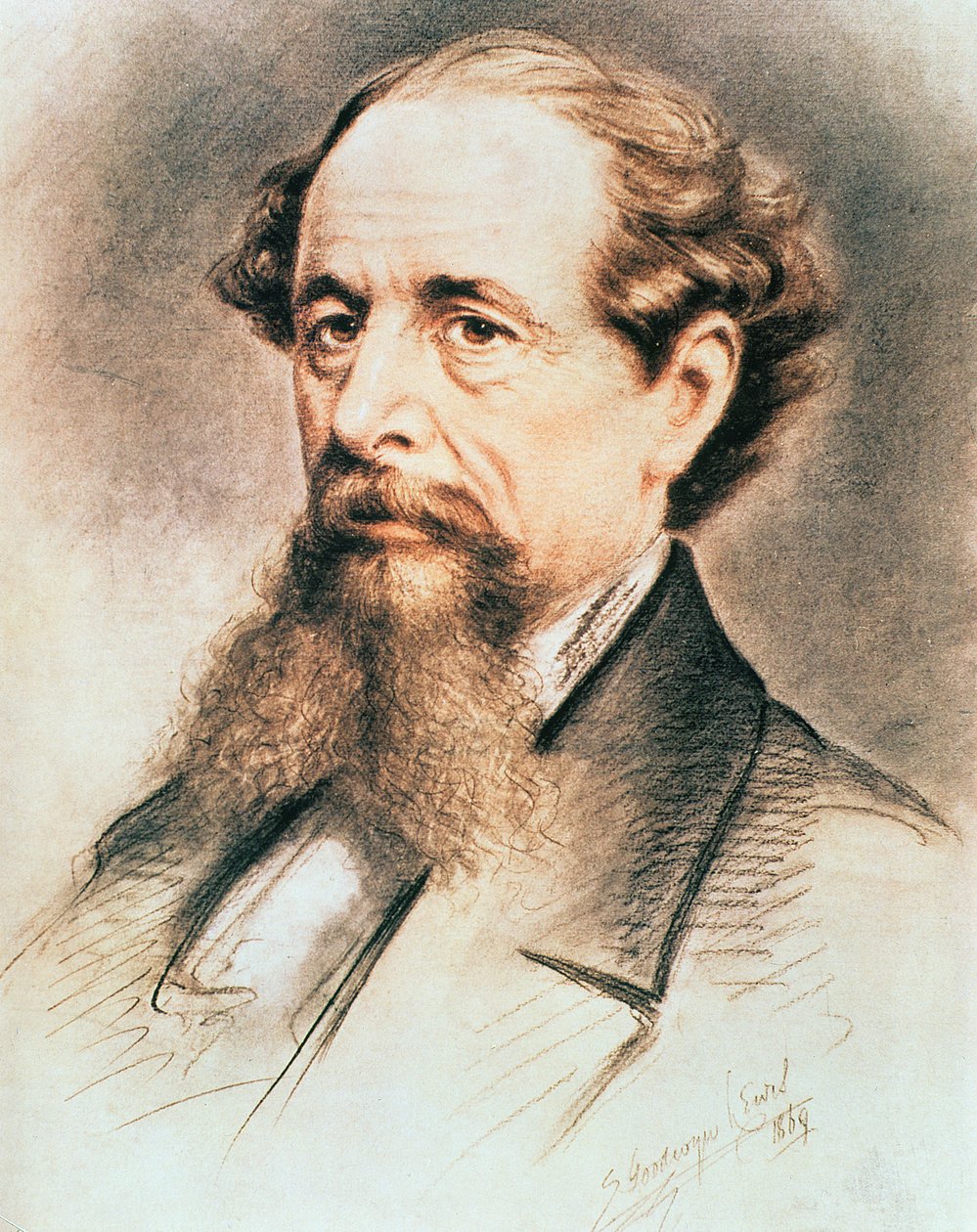 Portrett av Charles Dickens, 1869 av E. Goodwyn Lewis