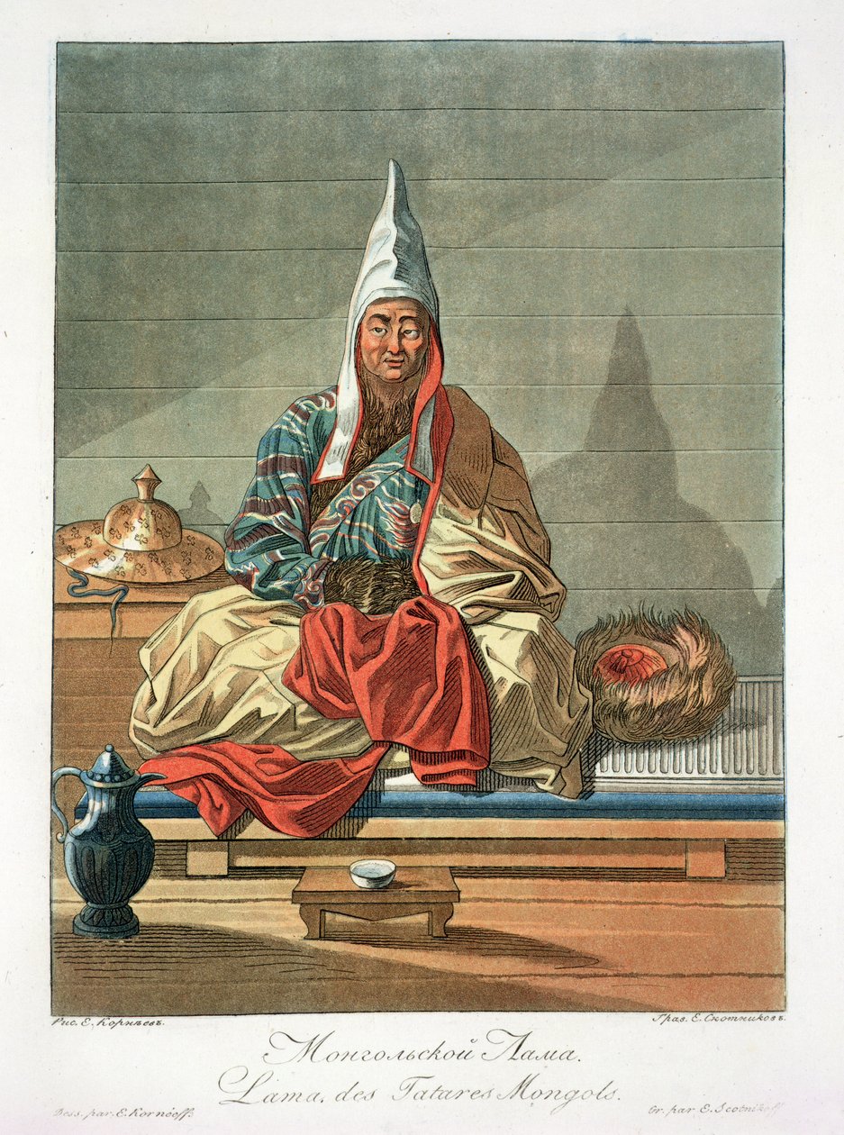 Lama of the Mongolian Tartars, gravert av Jegor Skotnikoff (1782-1843) av E. Karnejeff