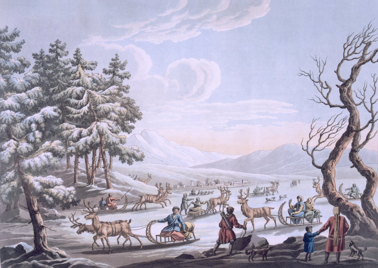 Tungus-innfødte forlater vinterleiren, 1812-13 av E. Karnejeff