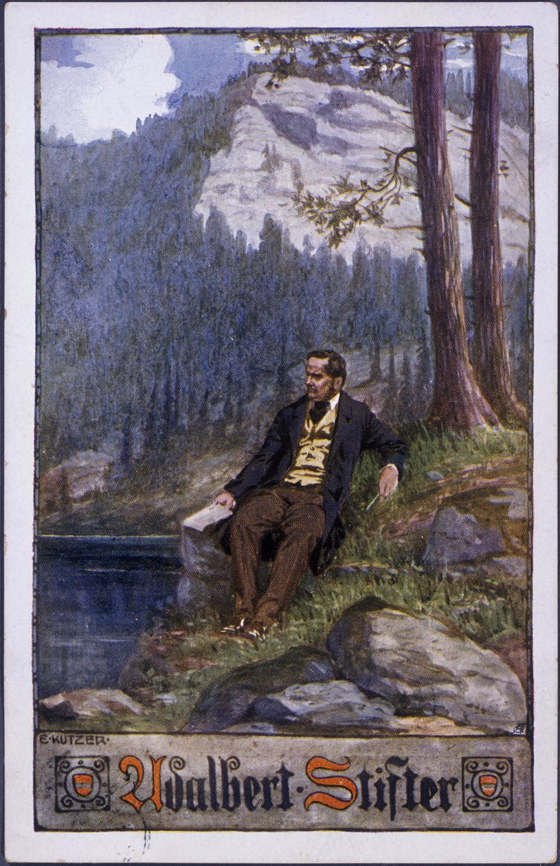 Adalbert Stifter, c.1910 farge litho av E. Kutzer