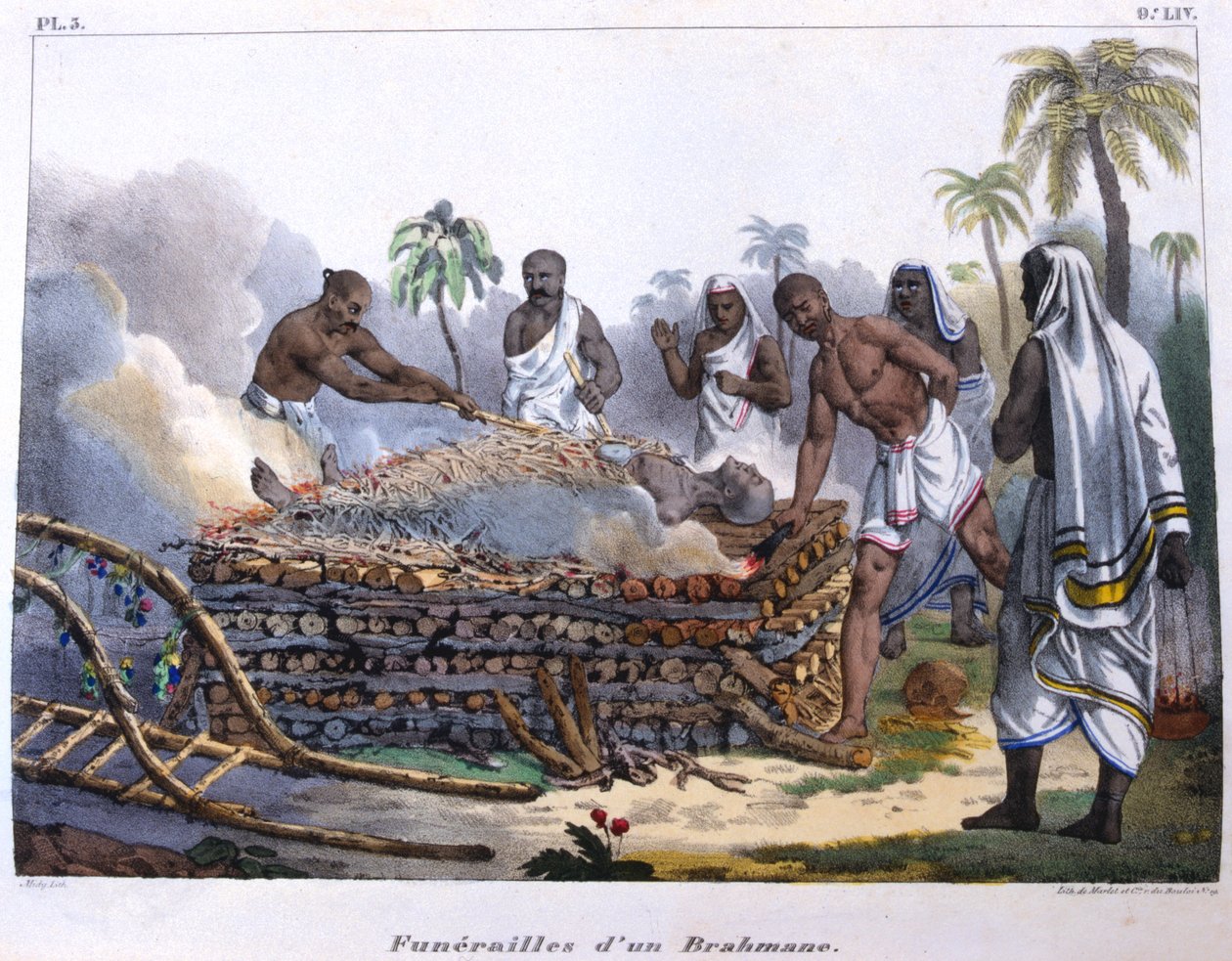 Brahmin-begravelse, India, midten av 1800-tallet av E Beau