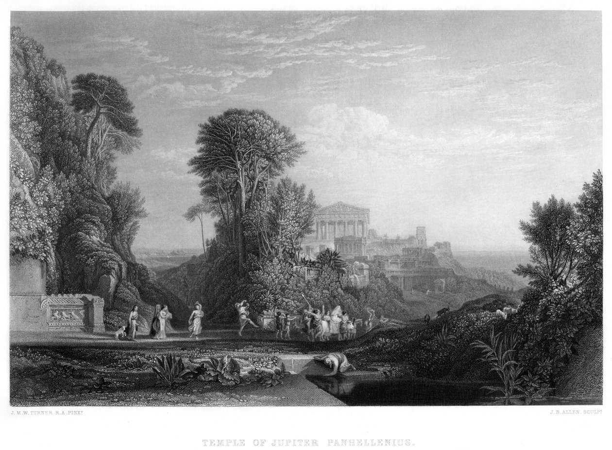 Temple of Jupiter Panhellenius, 1800-tallet av E. Challis