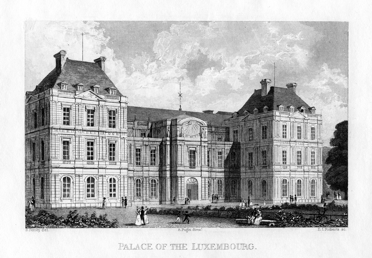 Luxembourg-palasset, Paris, c1830. av E. I. Roberts