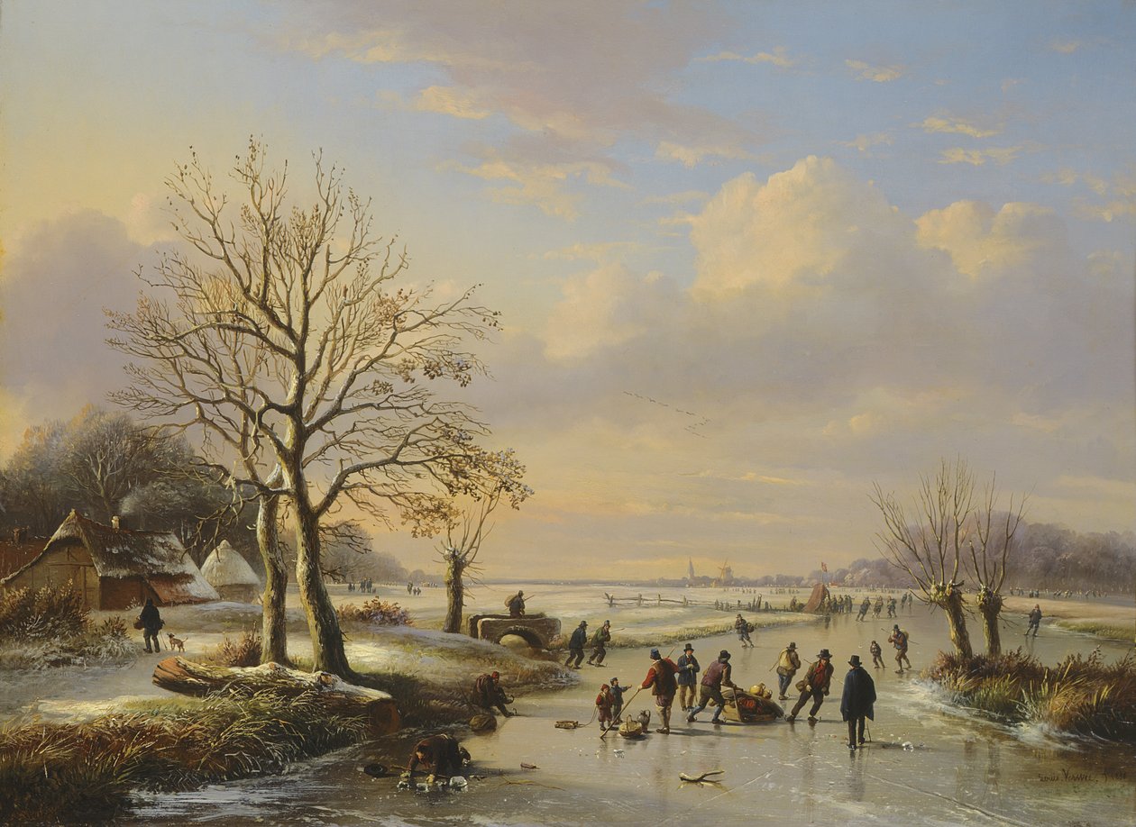 Skøyteløperne, 1850 av E. J. and Verwee Verboeckhoven