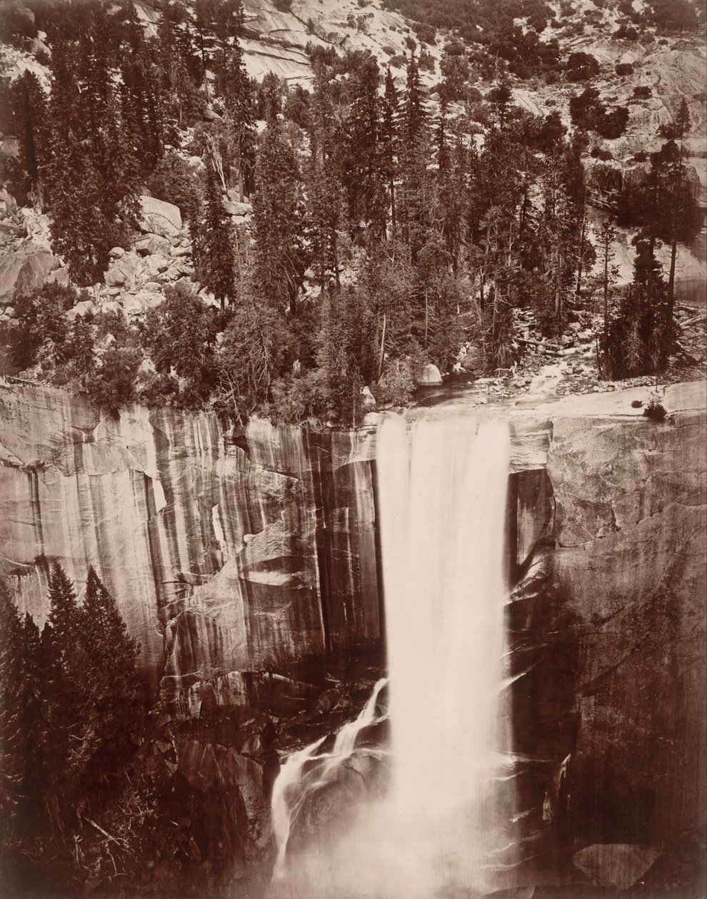 Pi-Wi-Ack (Shower of Stars), Vernal Fall, 400 fot, Valley of Yosemite av Eadweard Muybridge