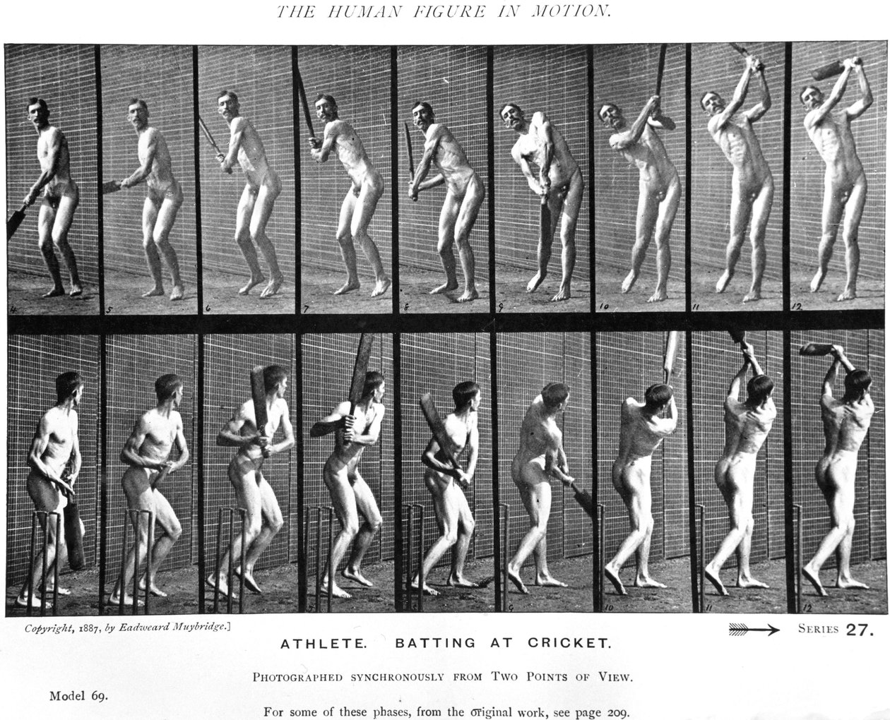 Cricketer, fra 'Animal Locomotion', 1887 av Eadweard Muybridge