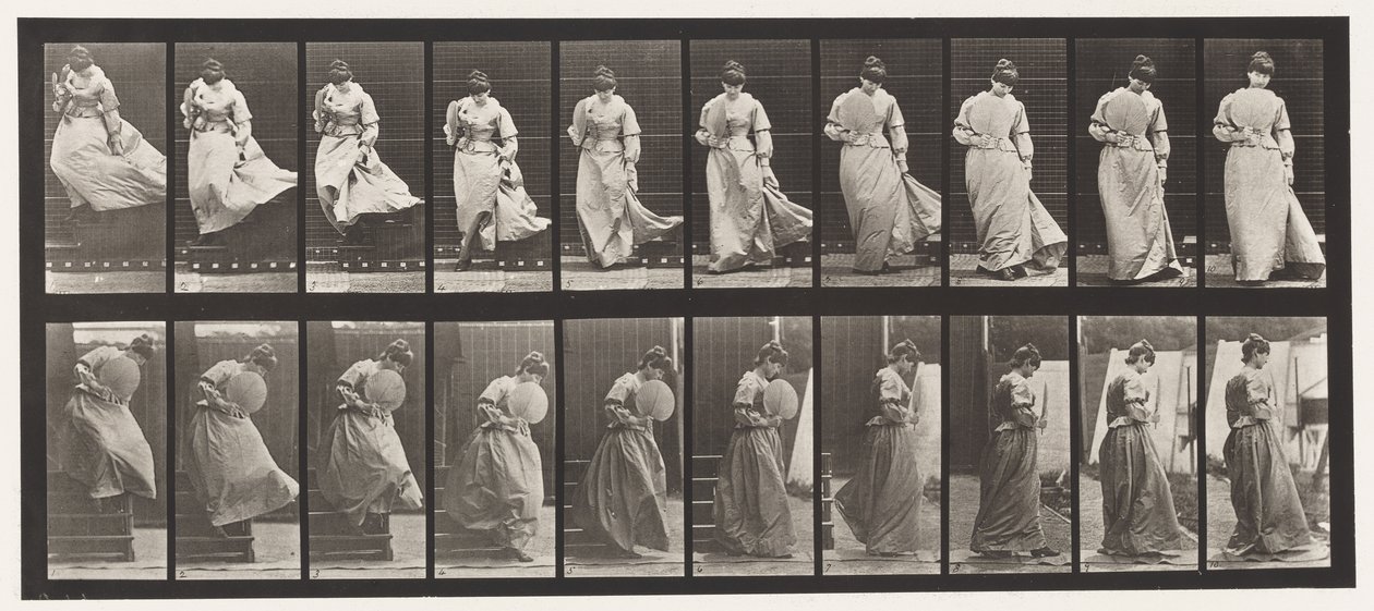 Plate 142. Nedstigende trapper, fanget snuskjole, 1885 av Eadweard Muybridge