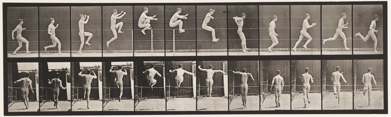 Plate 154. Hopping; Løpe rett, høydehopp av Eadweard Muybridge