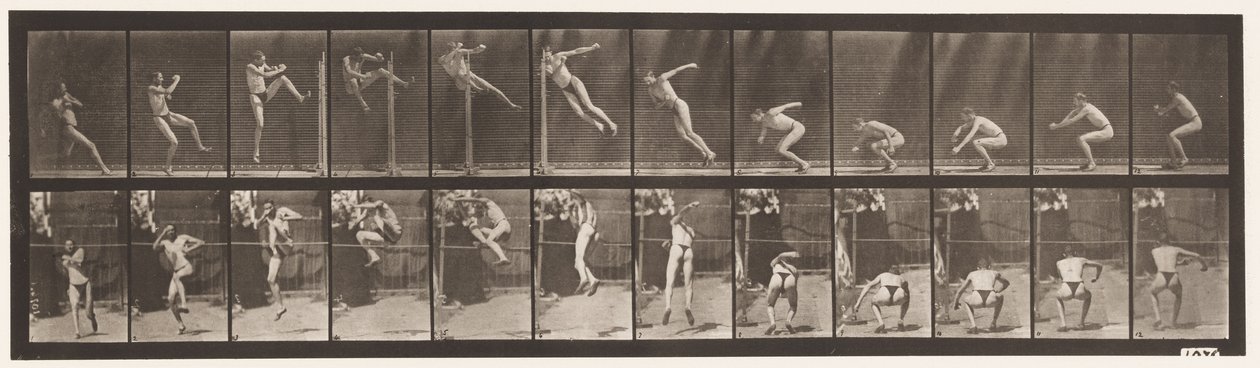 Plate 157. Hopping; Løper Twist Høydehopp av Eadweard Muybridge