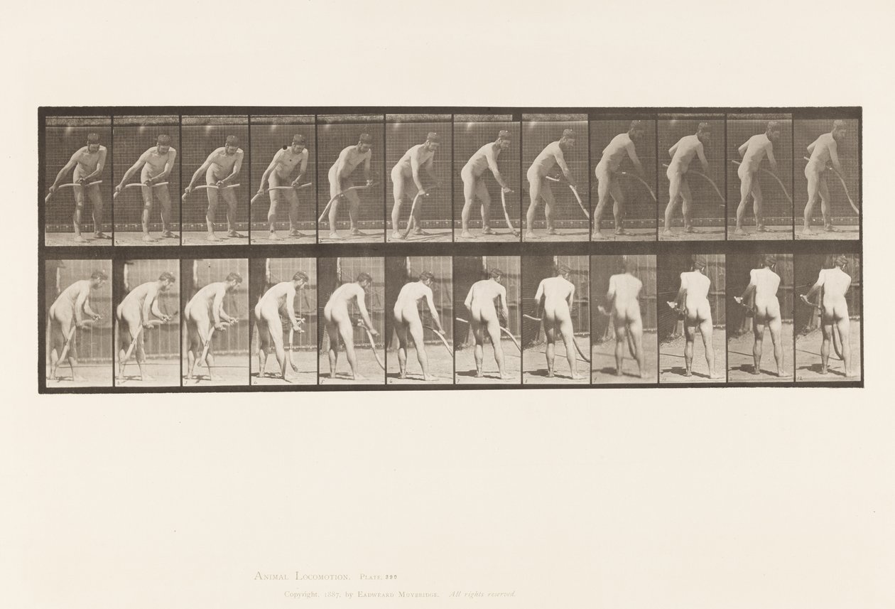 Tallerken 390. Bonde, Slår gress av Eadweard Muybridge