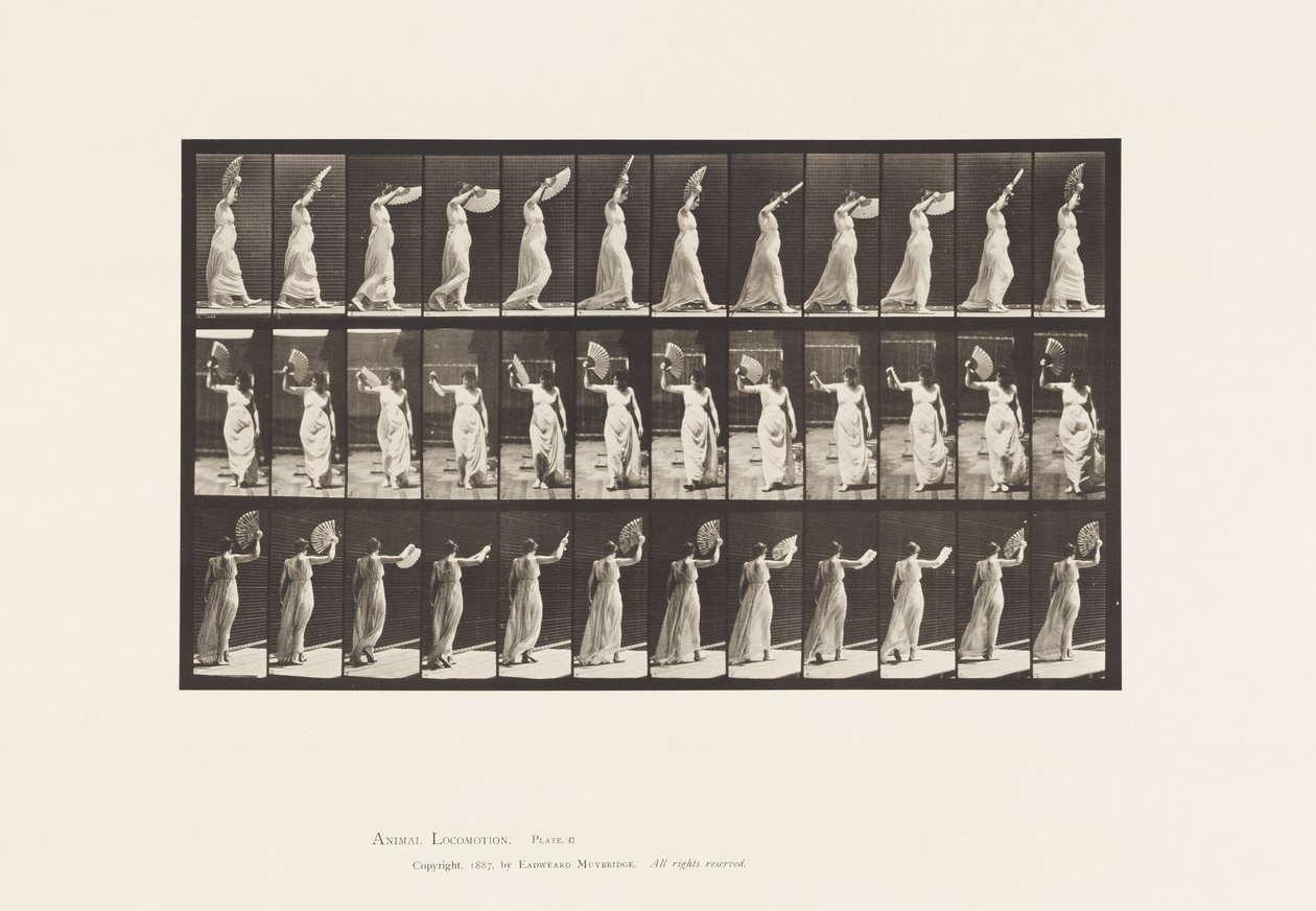 Plate 41. Gå, flørte en fan av Eadweard Muybridge