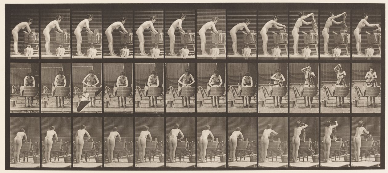 Tallerken 432. Vaske klær på badekar av Eadweard Muybridge
