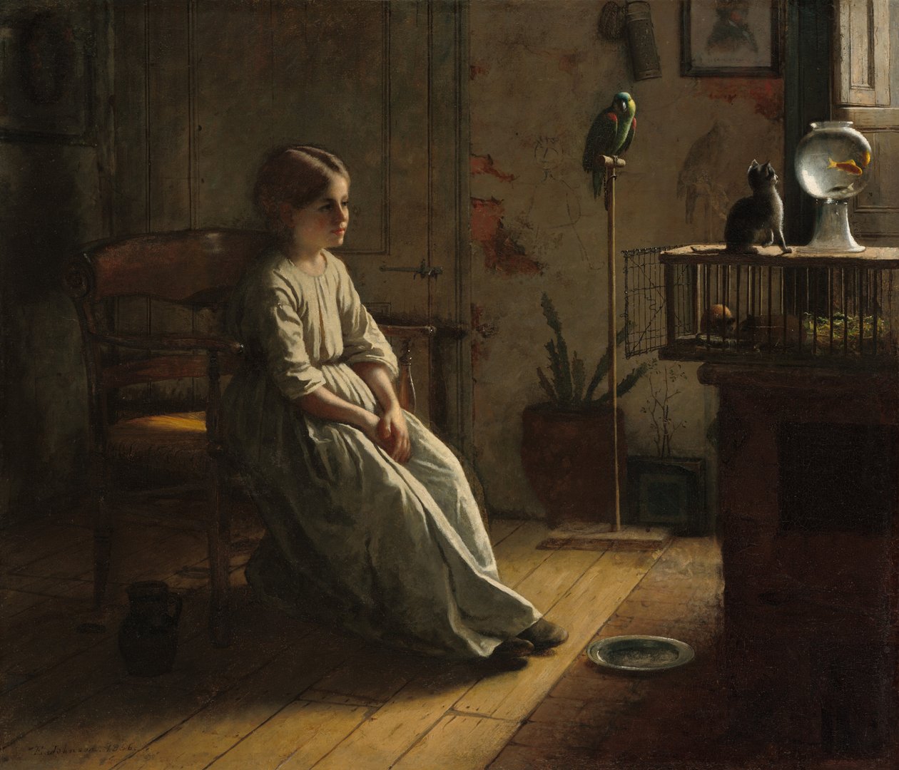 Kjæledyrene, 1856. av Eastman Johnson