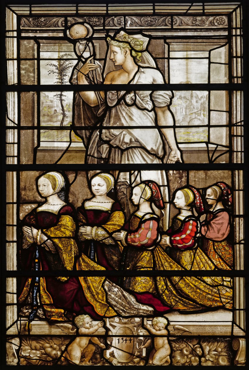 Glassmalerier til Daughters of the Constable Anne de Montmorency av Ecole française