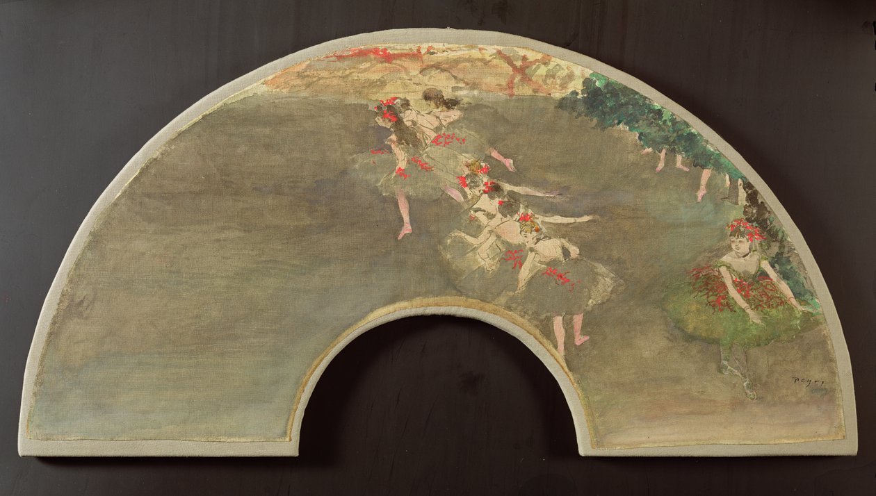 Ballettdansere, design for en fan (gouache på lerret) av Edgar Degas