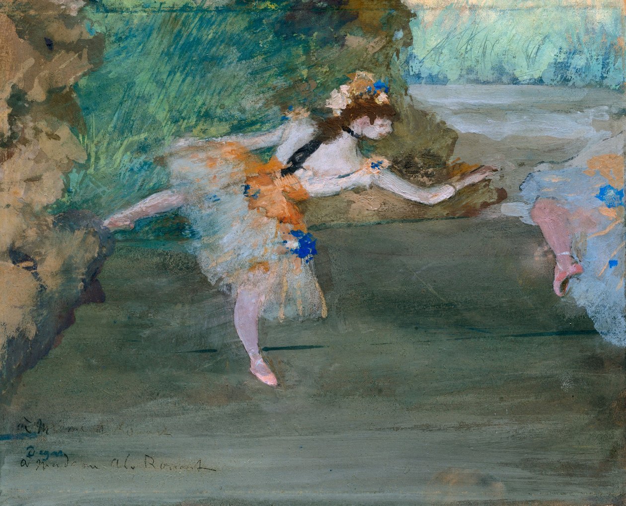 Danser på scenen, ca. 1877 (gouache over grafitt) av Edgar Degas