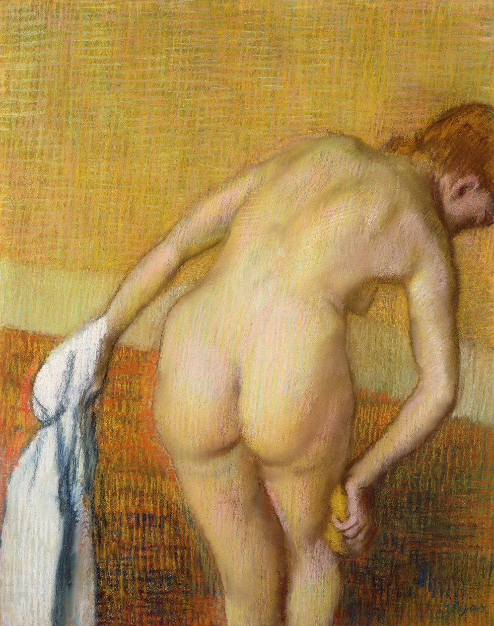 Kvinne som tar et bad, 1886 (pastell på papir) av Edgar Degas