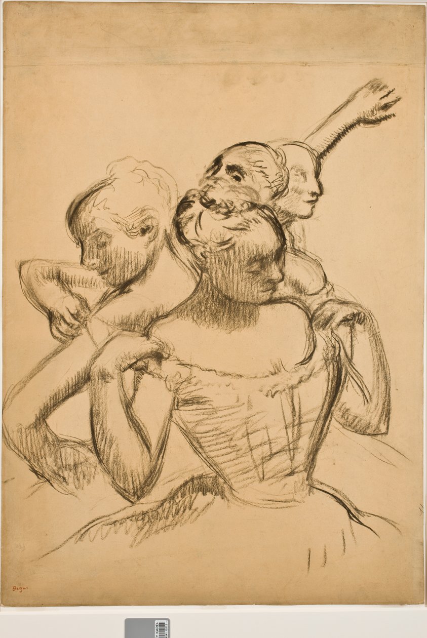 Gruppe av fire dansere, ca. 1902 (kull på manila-tonet papir) av Edgar Degas