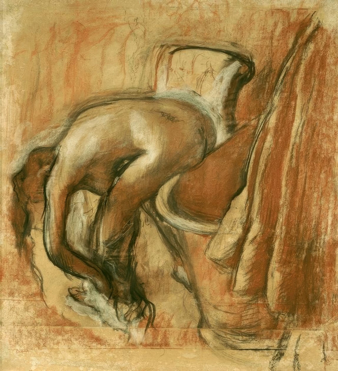 Etter badet; kvinne som tørker seg av Edgar Degas