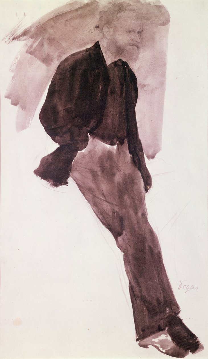 Portrett av Manet (grå vask på papir) av Edgar Degas