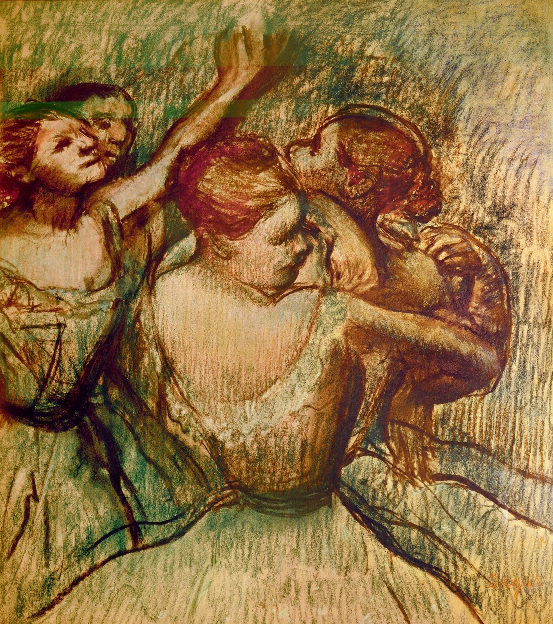 The Green Dancers (pastell på papir) av Edgar Degas