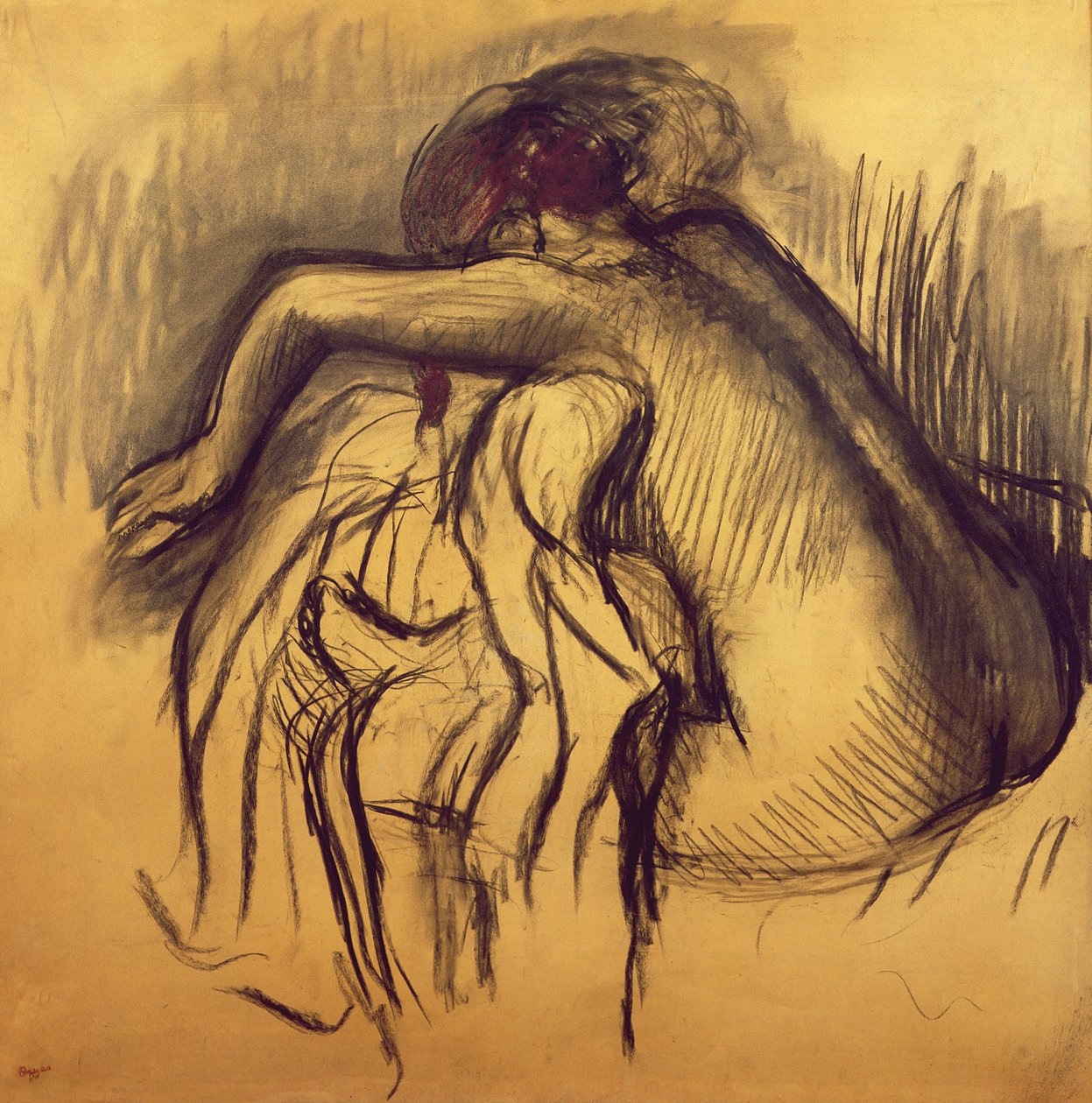 Woman Drying, ca. 1893-98 (kull på papir) av Edgar Degas