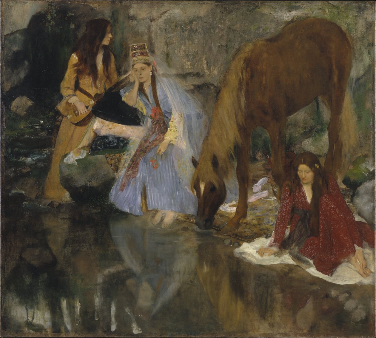 Portrett av Mlle Fiocre i Ballet La Source (Portrait de Mlle ... E (ugénie) F (iocre) - om ... av Edgar Degas
