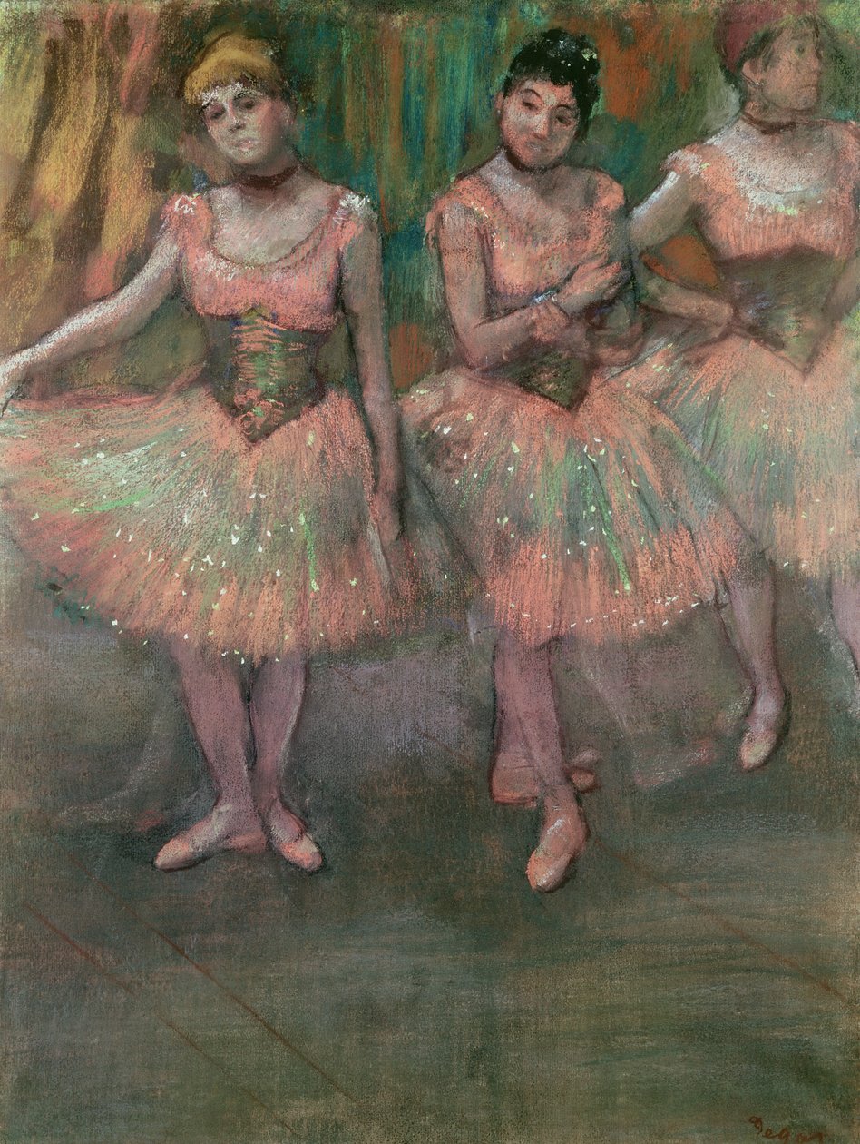 Dansere iført laksefargede skjørt av Edgar Degas