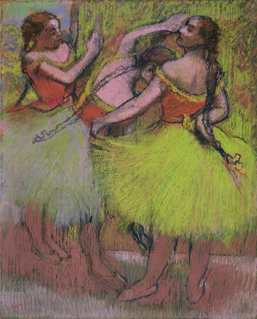 Dansere med hår i fletter av Edgar Degas