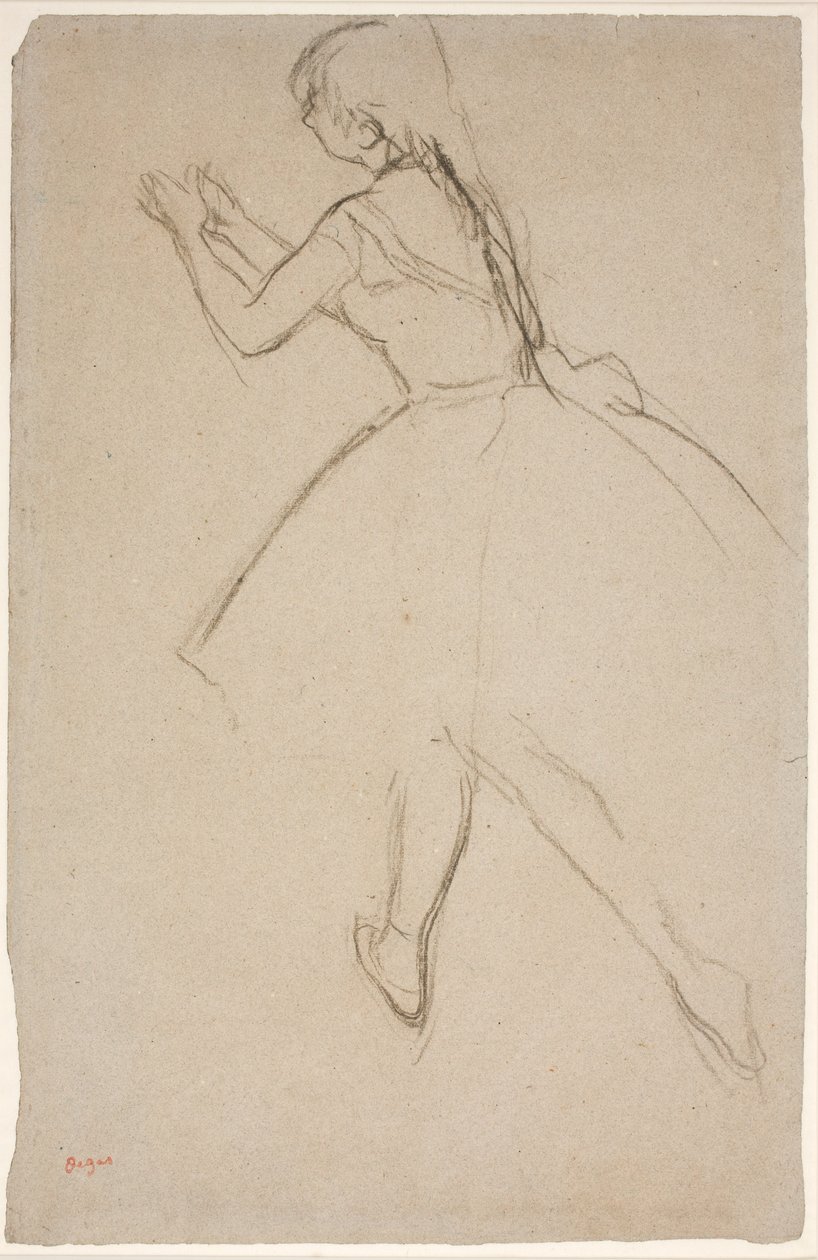 Danser i gåstilling med armene utstrakt av Edgar Degas
