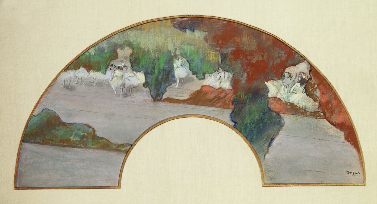 Fan, ca. 1879 (gouache og pastell på silke) av Edgar Degas
