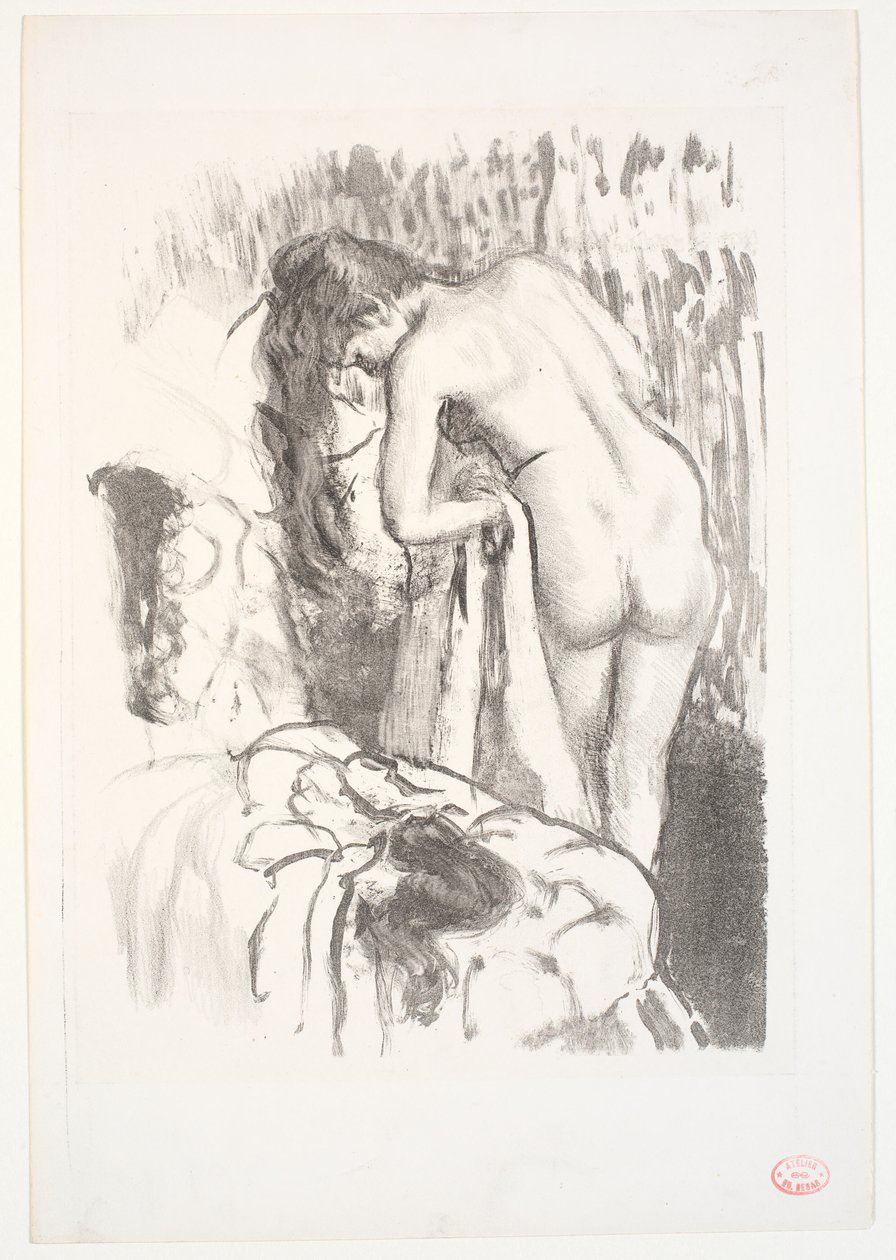 Naken kvinne står ved toalettet hennes av Edgar Degas