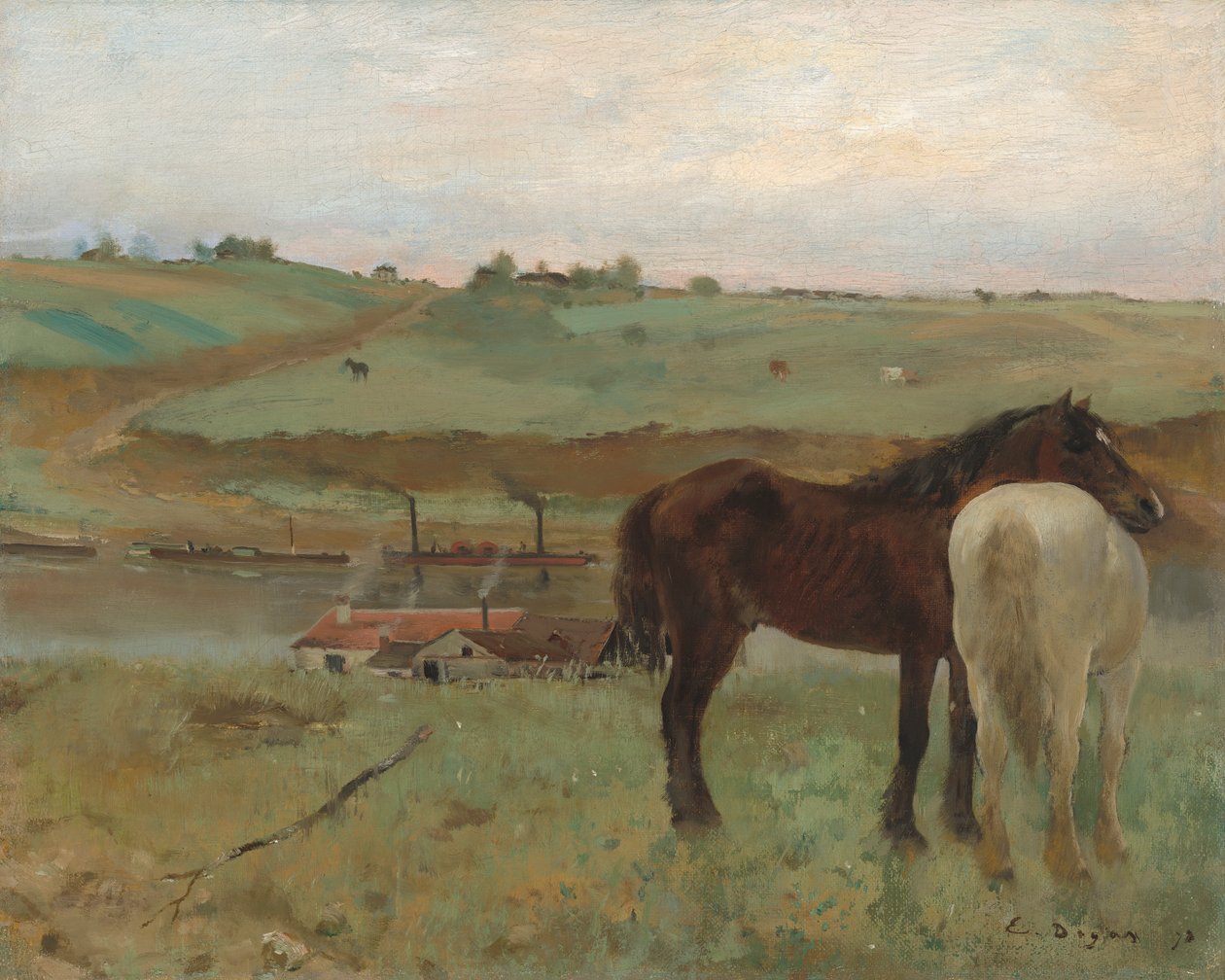 Horses in a Meadow, 1871 av Edgar Degas