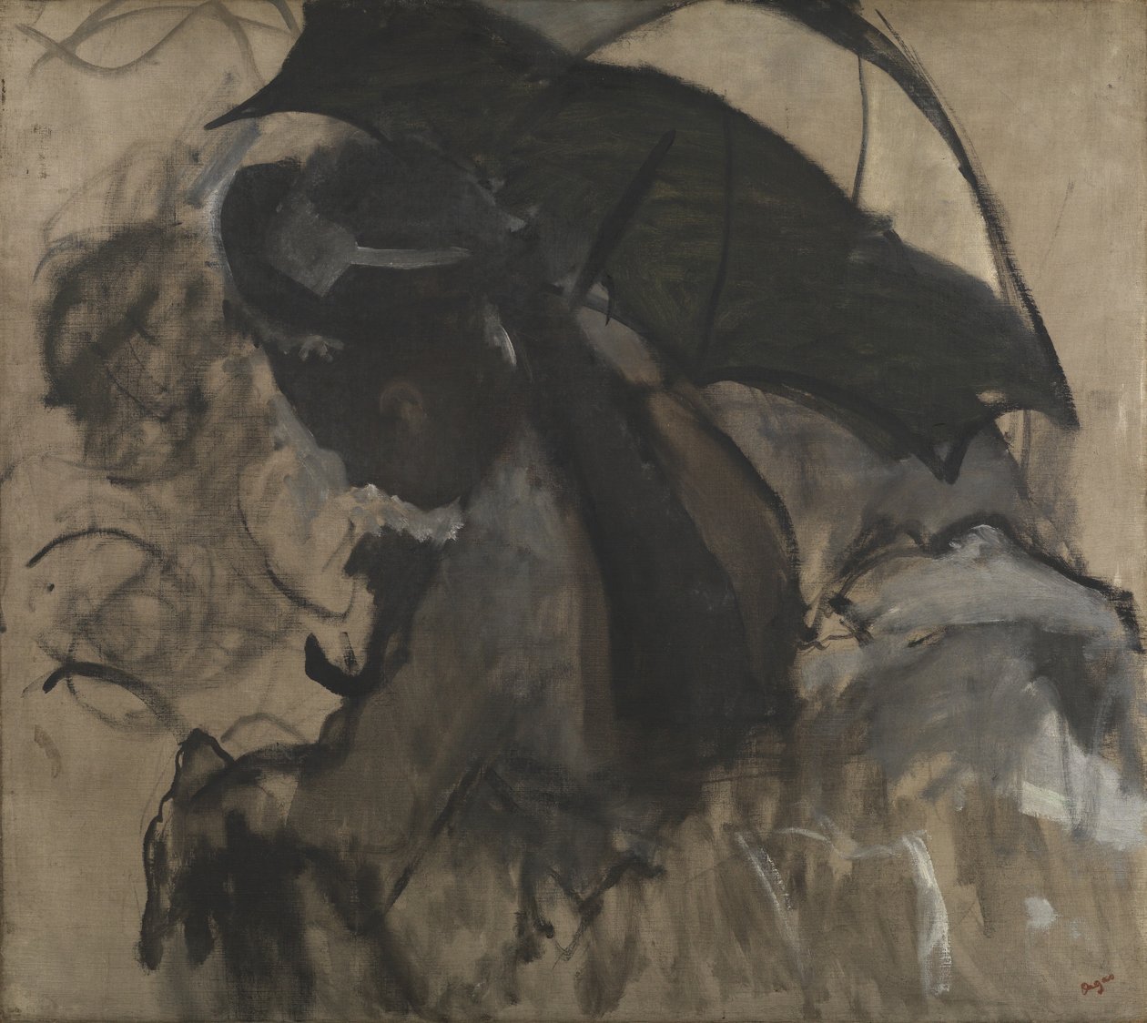 Dame med en parasoll, 1870-72 av Edgar Degas