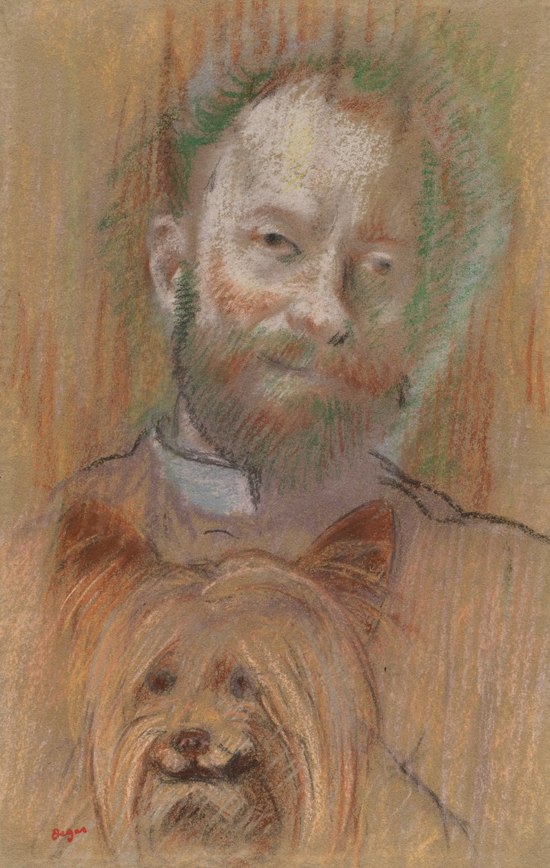 Ludovic Lepic holder hunden sin, 1889. av Edgar Degas