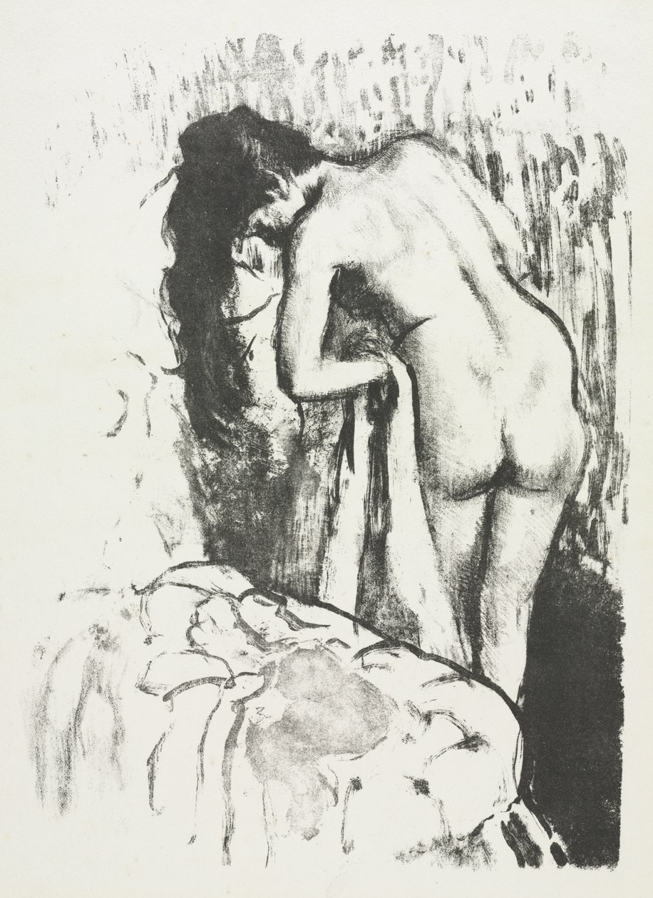 Naken kvinne står og tørker seg av Edgar Degas