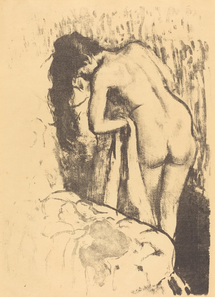 Naken kvinne står og tørker seg av Edgar Degas