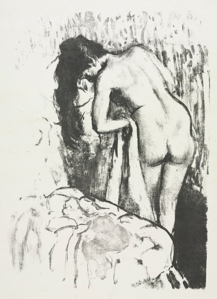 Naken kvinne som står og tørker seg, 1891-1892. av Edgar Degas
