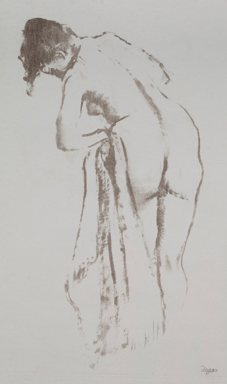 Naken kvinne med håndkle, stående, 1891-92. av Edgar Degas