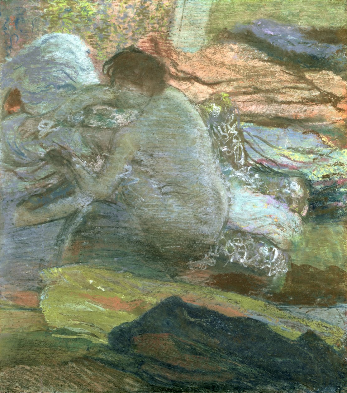 Sittende kvinne som tørker føttene, ca. 1893 av Edgar Degas