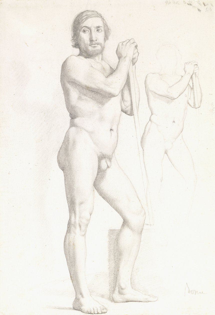 To akademiske studier av en mann, ca. 1856 av Edgar Degas
