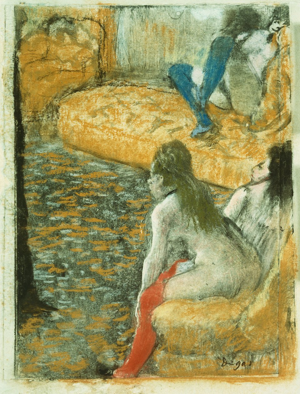 Venter på en klient, ca. 1879 av Edgar Degas