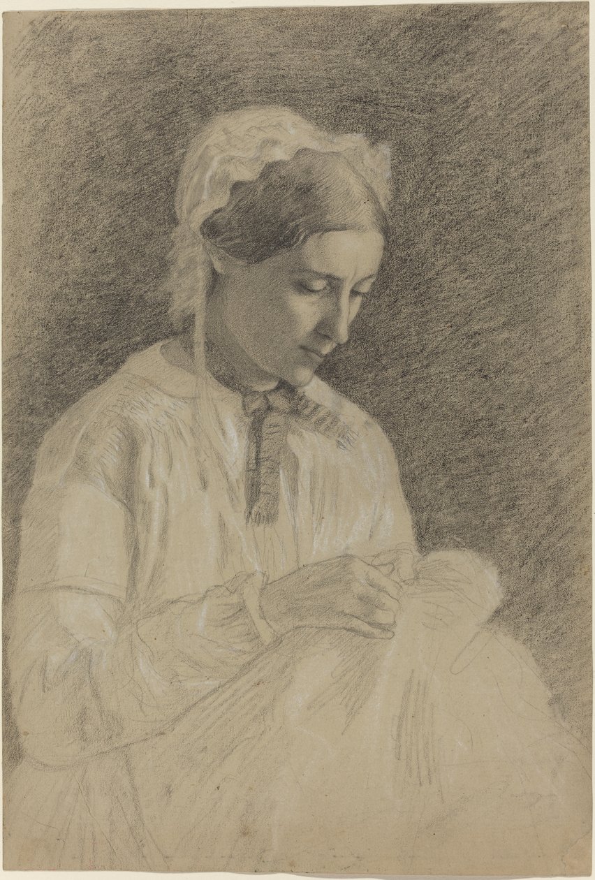 Kvinnebrodering, 1855-1860 av Edgar Degas