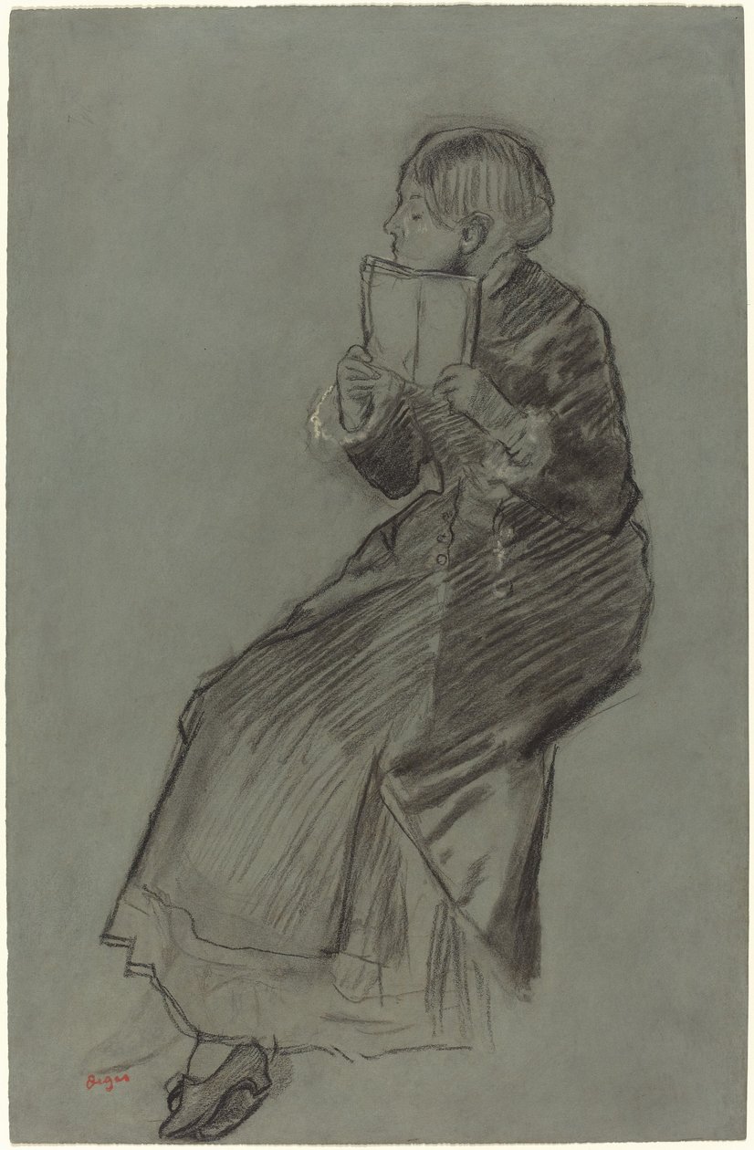 Kvinne som leser en bok, ca. 1879. av Edgar Degas