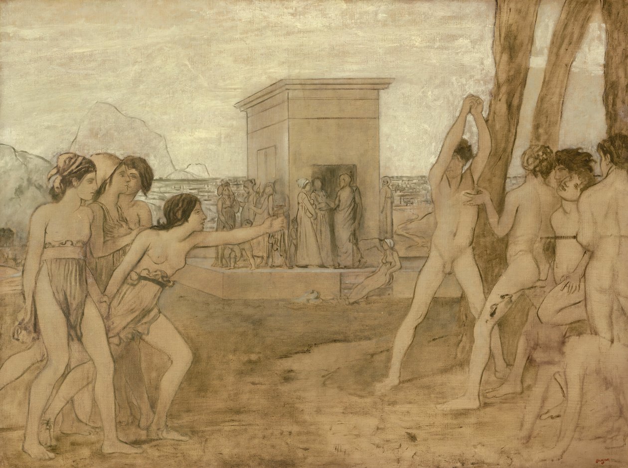 Unge spartanske jenter utfordrende gutter, ca. 1860. av Edgar Degas