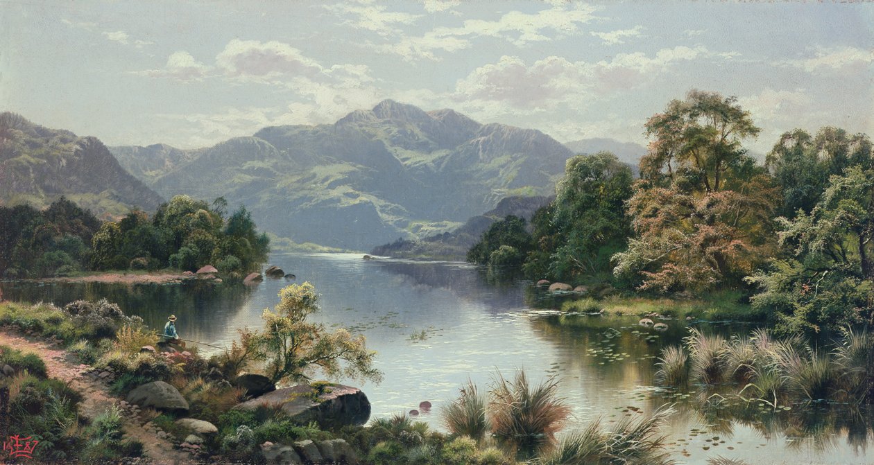 En innsjøscene i Nord-Wales av Edgar Longstaffe